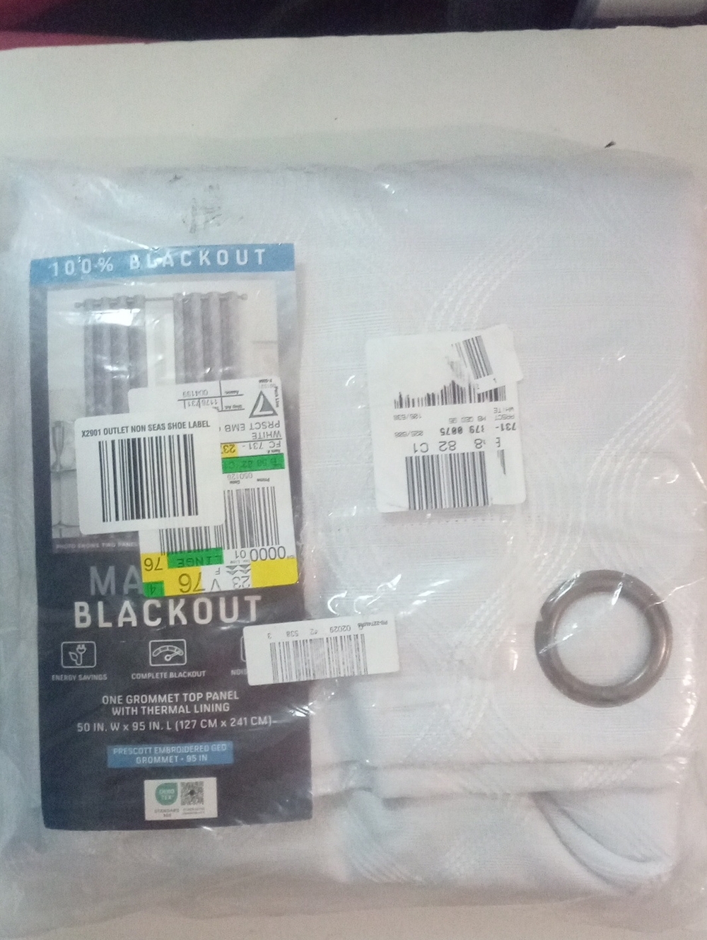 Max 100 Blackout Grommet Top Curtain Panel - White 95" NWT $105